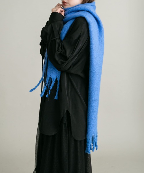 KBF（ケイビーエフ）の「BIGフリンジストール（マフラー・レディース・グリーン/ブルー/アイボリー・ONE）」の21枚目の写真