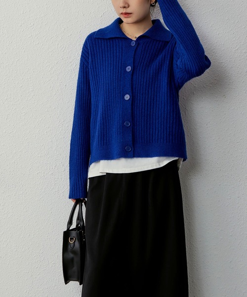 MAISON DE THERESE(メゾン ド テレーズ)の「ポロネックボダン付きカーディガン(カーディガン/ボレロ・レディース・アイボリー/グレー/パープル/ブラック/ブルー/ピンク・M)」の4枚目の写真