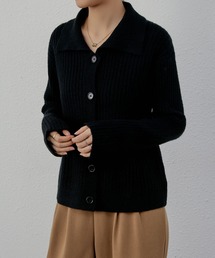 ポロネックボダン付きカーディガン