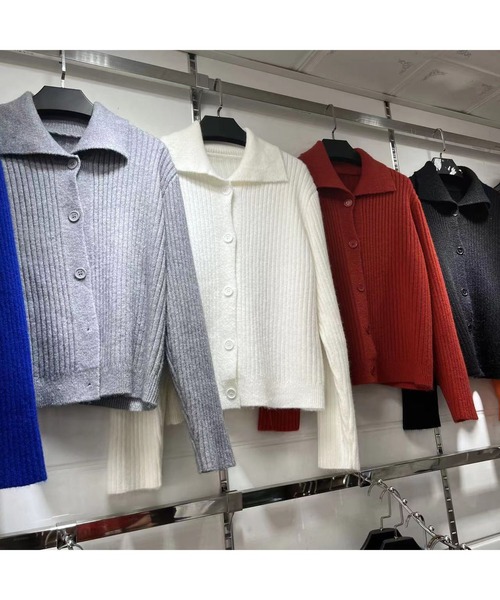 MAISON DE THERESE(メゾン ド テレーズ)の「ポロネックボダン付きカーディガン(カーディガン/ボレロ・レディース・アイボリー/グレー/パープル/ブラック/ブルー/ピンク・M)」の8枚目の写真