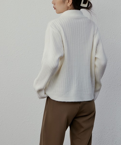 MAISON DE THERESE(メゾン ド テレーズ)の「ポロネックボダン付きカーディガン(カーディガン/ボレロ・レディース・アイボリー/グレー/パープル/ブラック/ブルー/ピンク・M)」の20枚目の写真