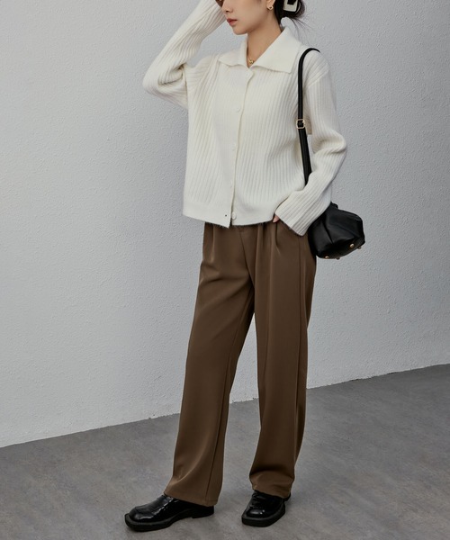 MAISON DE THERESE(メゾン ド テレーズ)の「ポロネックボダン付きカーディガン(カーディガン/ボレロ・レディース・アイボリー/グレー/パープル/ブラック/ブルー/ピンク・M)」の10枚目の写真