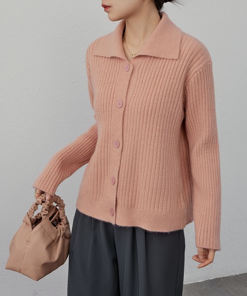 MAISON DE THERESE(メゾン ド テレーズ)の「ポロネックボダン付きカーディガン(カーディガン/ボレロ・レディース・アイボリー/グレー/パープル/ブラック/ブルー/ピンク・M)」の15枚目の写真