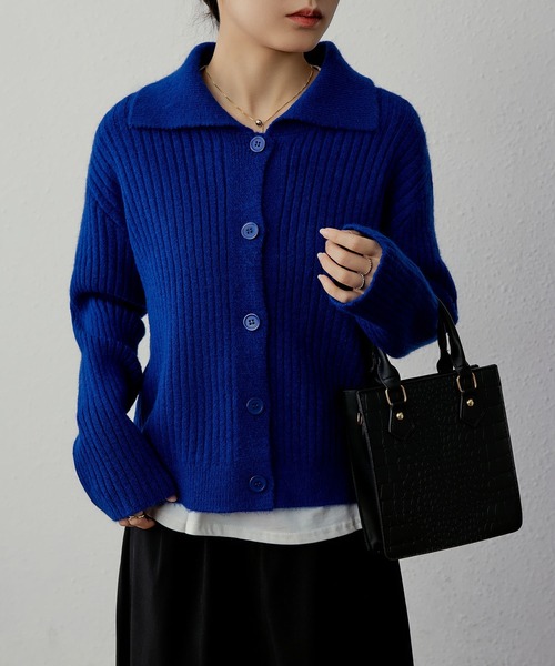 MAISON DE THERESE(メゾン ド テレーズ)の「ポロネックボダン付きカーディガン(カーディガン/ボレロ・レディース・アイボリー/グレー/パープル/ブラック/ブルー/ピンク・M)」の16枚目の写真