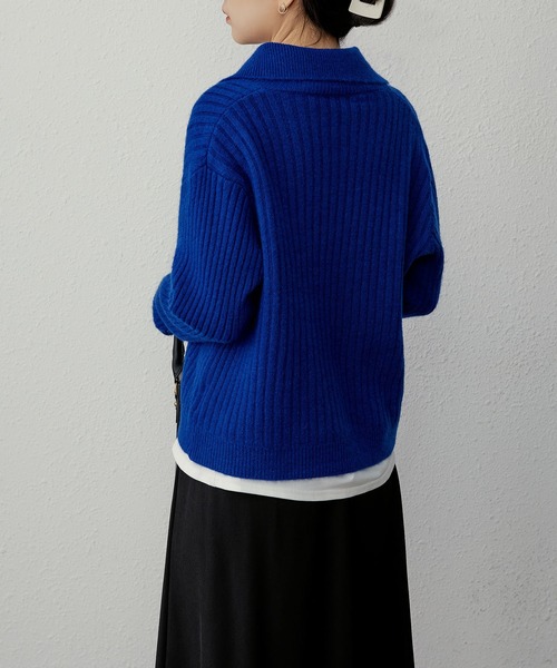 MAISON DE THERESE(メゾン ド テレーズ)の「ポロネックボダン付きカーディガン(カーディガン/ボレロ・レディース・アイボリー/グレー/パープル/ブラック/ブルー/ピンク・M)」の21枚目の写真