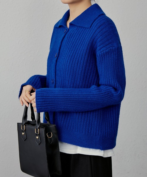 MAISON DE THERESE(メゾン ド テレーズ)の「ポロネックボダン付きカーディガン(カーディガン/ボレロ・レディース・アイボリー/グレー/パープル/ブラック/ブルー/ピンク・M)」の18枚目の写真