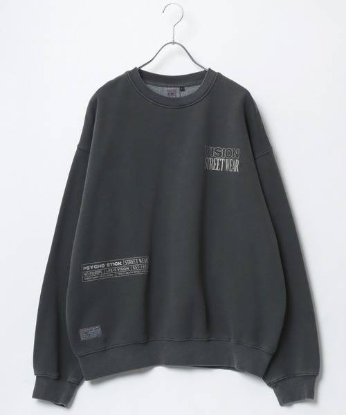 VISION STREET WEAR(ヴィジョンストリートウェア)の「VISION STREET WEAR/ヴィジョンストリートウエア オーバーサイズ 裏起毛 ピグメント ワンポイント バックプリントロゴ スウェットトレーナー レディース メンズ(スウェット・レディース・ブラック系その他2/ブラック系その他/ブラック系その他3・L/M/LL)」の6枚目の写真