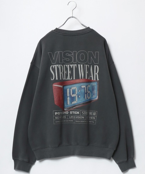 VISION STREET WEAR(ヴィジョンストリートウェア)の「VISION STREET WEAR/ヴィジョンストリートウエア オーバーサイズ 裏起毛 ピグメント ワンポイント バックプリントロゴ スウェットトレーナー レディース メンズ(スウェット・レディース・ブラック系その他2/ブラック系その他/ブラック系その他3・L/M/LL)」の7枚目の写真