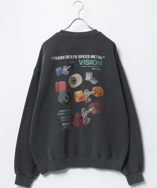 VISION STREET WEAR(ヴィジョンストリートウェア)の「VISION STREET WEAR/ヴィジョンストリートウエア オーバーサイズ 裏起毛 ピグメント ワンポイント バックプリントロゴ スウェットトレーナー レディース メンズ(スウェット・レディース・ブラック系その他2/ブラック系その他/ブラック系その他3・L/M/LL)」の9枚目の写真