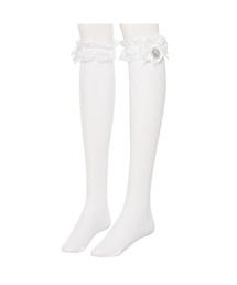 DearMyLove | ハートパールビジューリボンレースハイソックス(ソックス/靴下)