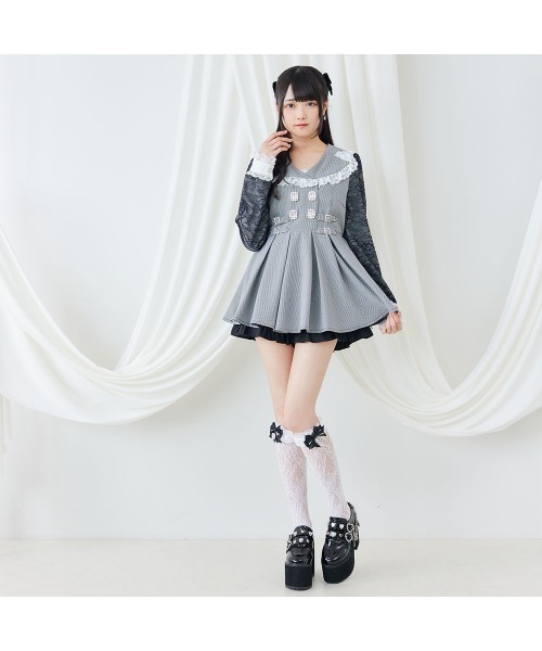 DearMyLove（ディアマイラブ）の「ハートパールビジューリボンレースハイソックス（ソックス/靴下・レディース・ホワイト/ブラック×ホワイト/ホワイト×ブラック/ブラック・FREE）」の11枚目の写真