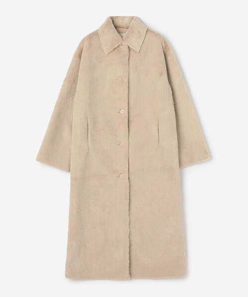 Bshop（ビショップ）の「MOLLIOLLI | フェイクファーコート WOMEN（ステンカラーコート・レディース・ライトブラウン/ベージュ・XS）」の15枚目の写真