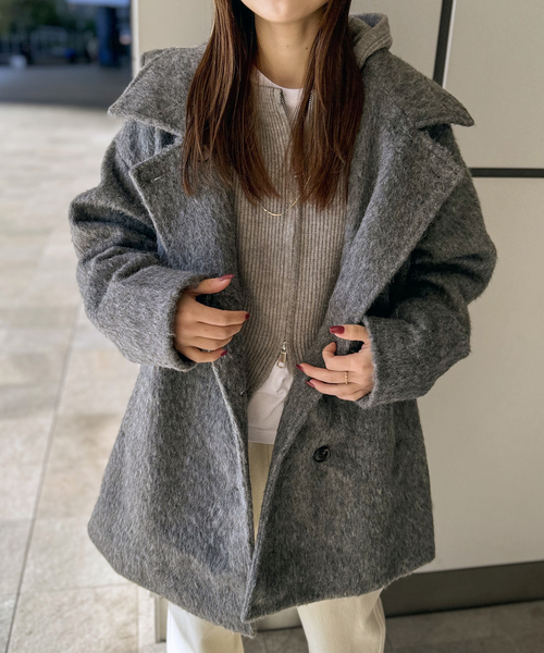 COMMRE（コムル）の「【COMMRE / コムル】シャギー2WAYコート（その他アウター・レディース・アイボリー/チャコールグレー・FREE）」の3枚目の写真