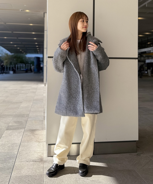 COMMRE（コムル）の「【COMMRE / コムル】シャギー2WAYコート（その他アウター・レディース・アイボリー/チャコールグレー・FREE）」の7枚目の写真