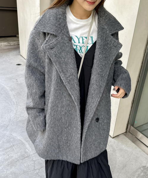 COMMRE（コムル）の「【COMMRE / コムル】シャギー2WAYコート（その他アウター・レディース・アイボリー/チャコールグレー・FREE）」の8枚目の写真