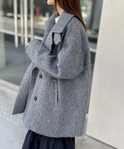 COMMRE（コムル）の「【COMMRE / コムル】シャギー2WAYコート（その他アウター・レディース・アイボリー/チャコールグレー・FREE）」の9枚目の写真