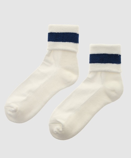PHINGERIN(フィンガリン)の「SOCKS! ORGANIC(ソックス/靴下・メンズ・ホワイト/ネイビー・FREE)」の2枚目の写真