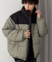 ファンクショナルファブリック オーバーサイズ パネルスタンドネック中綿ジャケット/撥水/防風