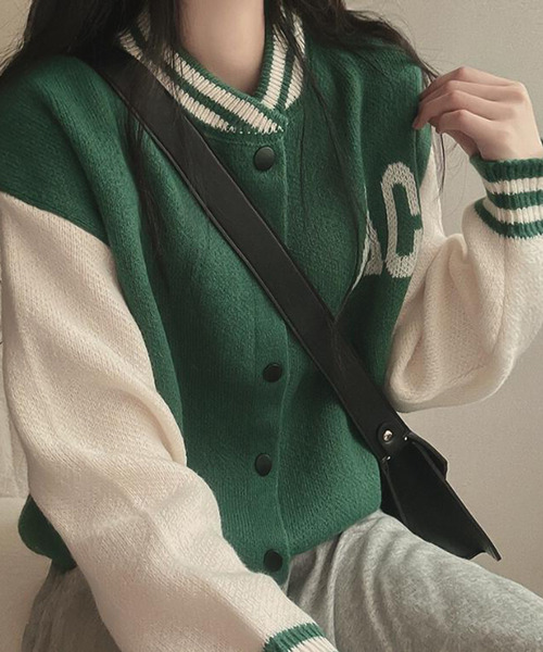 Ulysses クルーネック長袖シングルブレストニットカーディガン