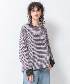 テープヤーンボーダークルーネックプルオーバー