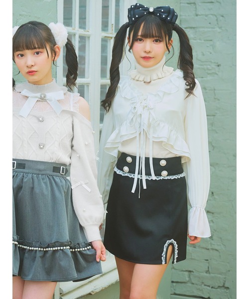 Ank Rouge(アンクルージュ)の「裾あき台形スカート(スカート・レディース・ブラック/ピンク/ブルー・M)」の12枚目の写真
