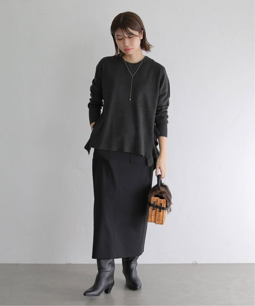 La TOTALITE(ラトータリテ)の「《追加》ミラノリブサイドフリルプルオーバー(ニット/セーター・レディース・チャコールグレー/パープル/ブラック/ホワイト・FREE)」の14枚目の写真