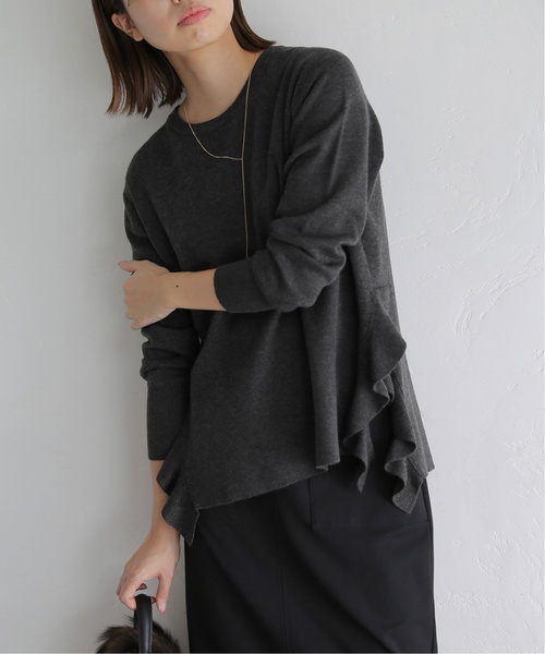 La TOTALITE(ラトータリテ)の「《追加》ミラノリブサイドフリルプルオーバー(ニット/セーター・レディース・チャコールグレー/パープル/ブラック/ホワイト・FREE)」の19枚目の写真