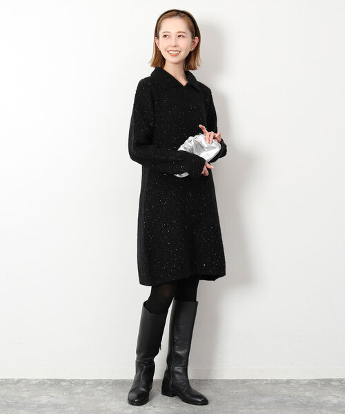 SLOBE IENA（スローブイエナ）の「スパンコールニットミニワンピース（ワンピース・レディース・ブラック・FREE）」の5枚目の写真