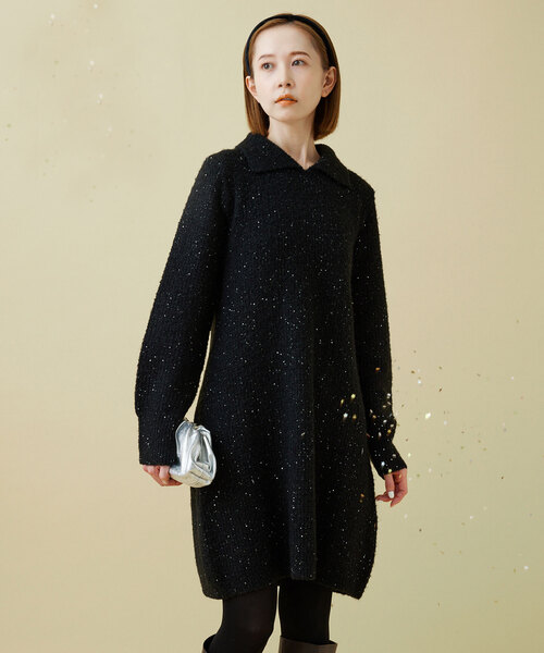 SLOBE IENA（スローブイエナ）の「スパンコールニットミニワンピース