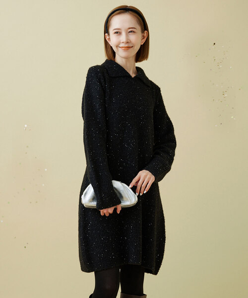 SLOBE IENA（スローブイエナ）の「スパンコールニットミニワンピース（ワンピース・レディース・ブラック・FREE）」の14枚目の写真