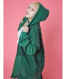 GALFY（ガルフィー）の「GALFY（ガルフィー）裏毛B-Boy的ピグメントパーカー/スウェットジップアップフーディー メンズ レディース（パーカー）」