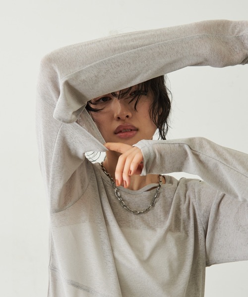 Aunt Marie's(アントマリーズ)の「メニースリットロングスリーブトップス(Tシャツ/カットソー・レディース・グレー/ブラック/ホワイト・FREE)」の8枚目の写真