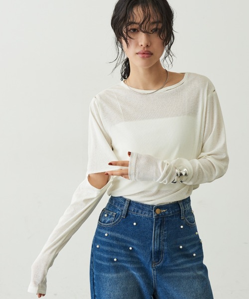 Aunt Marie's(アントマリーズ)の「メニースリットロングスリーブトップス(Tシャツ/カットソー・レディース・グレー/ブラック/ホワイト・FREE)」の20枚目の写真