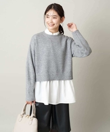 【2SET】グロッシーニット＋ペプラムブラウス