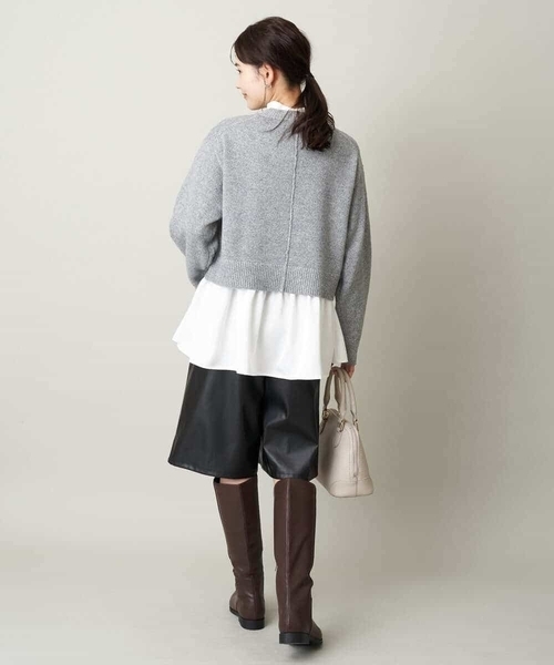 a.v.v（アーヴェヴェ）の「【2SET】グロッシーニット＋ペプラムブラウス（ニット/セーター・レディース・モカ/アイボリー/グレー・36/42/38/34/40）」の9枚目の写真