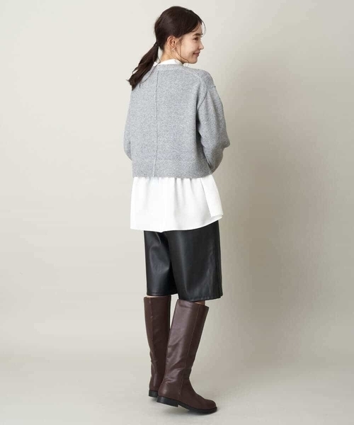 a.v.v（アーヴェヴェ）の「【2SET】グロッシーニット＋ペプラムブラウス（ニット/セーター・レディース・モカ/アイボリー/グレー・36/42/38/34/40）」の10枚目の写真