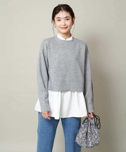 a.v.v（アーヴェヴェ）の「【2SET】グロッシーニット＋ペプラムブラウス（ニット/セーター・レディース・モカ/アイボリー/グレー・36/42/38/34/40）」の11枚目の写真