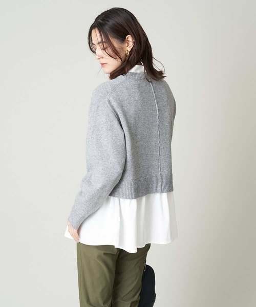 セール】【2SET】グロッシーニット＋ペプラムブラウス（ニット