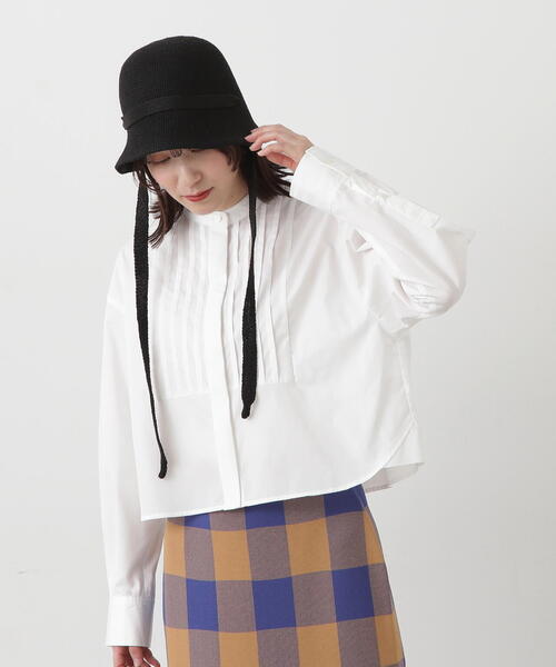 N.(N. Natural Beauty Basic)(エヌエヌナチュラルビューティーベーシック)の「◆ブザムピンタッククロップドシャツ(シャツ/ブラウス・レディース・ブルー/オフホワイト/ストライプ・MEDIUM)」の7枚目の写真