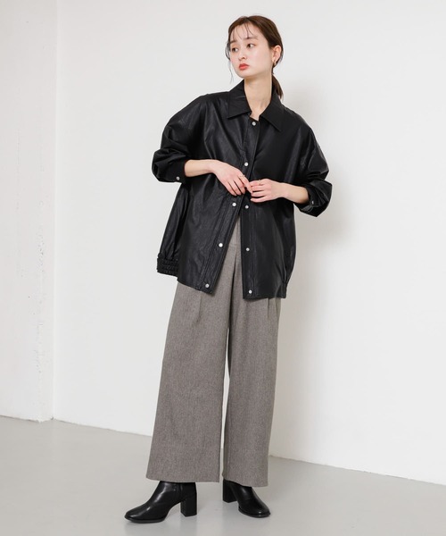 SENSE OF PLACE by URBAN RESEARCH（センスオブプレイスバイアーバンリサーチ）の「レザーライクルーズジャケット（その他アウター・レディース・アイボリー/ブラック・ONE）」の5枚目の写真