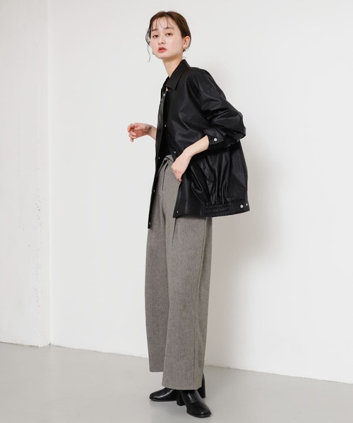 SENSE OF PLACE by URBAN RESEARCH（センスオブプレイスバイアーバンリサーチ）の「レザーライクルーズジャケット（その他アウター・レディース・アイボリー/ブラック・ONE）」の6枚目の写真