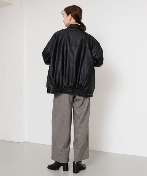 SENSE OF PLACE by URBAN RESEARCH（センスオブプレイスバイアーバンリサーチ）の「レザーライクルーズジャケット（その他アウター・レディース・アイボリー/ブラック・ONE）」の8枚目の写真