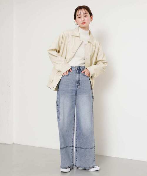 SENSE OF PLACE by URBAN RESEARCH（センスオブプレイスバイアーバンリサーチ）の「レザーライクルーズジャケット（その他アウター・レディース・アイボリー/ブラック・ONE）」の13枚目の写真