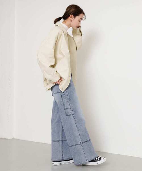 SENSE OF PLACE by URBAN RESEARCH（センスオブプレイスバイアーバンリサーチ）の「レザーライクルーズジャケット（その他アウター・レディース・アイボリー/ブラック・ONE）」の14枚目の写真