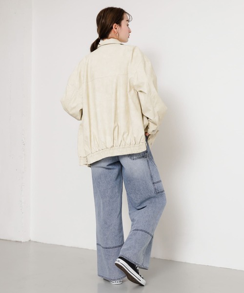 SENSE OF PLACE by URBAN RESEARCH（センスオブプレイスバイアーバンリサーチ）の「レザーライクルーズジャケット（その他アウター・レディース・アイボリー/ブラック・ONE）」の15枚目の写真