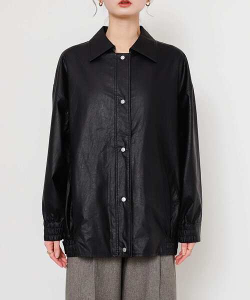 SENSE OF PLACE by URBAN RESEARCH（センスオブプレイスバイアーバンリサーチ）の「レザーライクルーズジャケット（その他アウター・レディース・アイボリー/ブラック・ONE）」の16枚目の写真