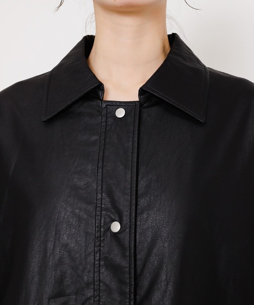 SENSE OF PLACE by URBAN RESEARCH（センスオブプレイスバイアーバンリサーチ）の「レザーライクルーズジャケット（その他アウター・レディース・アイボリー/ブラック・ONE）」の19枚目の写真
