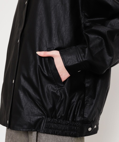 SENSE OF PLACE by URBAN RESEARCH（センスオブプレイスバイアーバンリサーチ）の「レザーライクルーズジャケット（その他アウター・レディース・アイボリー/ブラック・ONE）」の20枚目の写真