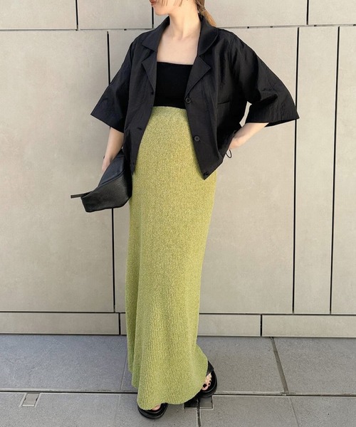 select MOCA by son(セレクトモカバイソン)の「【サイズ展開あり】サマーニットロングスカート(スカート・レディース・アイボリー/ライトグリーン/ブラック・FREE/SMALL)」の9枚目の写真