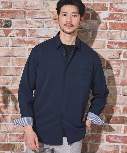 UNION STATION（ユニオンステーション）の「ストレッチカチオンレギュラーカラーシャツ（シャツ/ブラウス・メンズ・ベージュ/ネイビー/ブルー/グリーン・LL/M/L）」の3枚目の写真